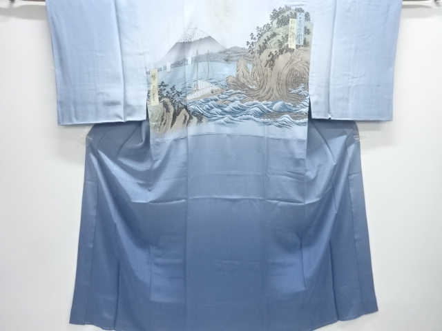 JAPANESE KIMONO / ANTIQUE MENS HITOE JUBAN / SILK / MT. FUJI